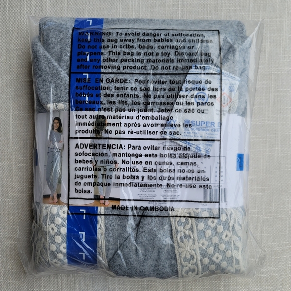 New! Flora Nikrooz sz L Large Ladies' Crochet Lace Lounge Set Gray NWT - Picture 7 of 7